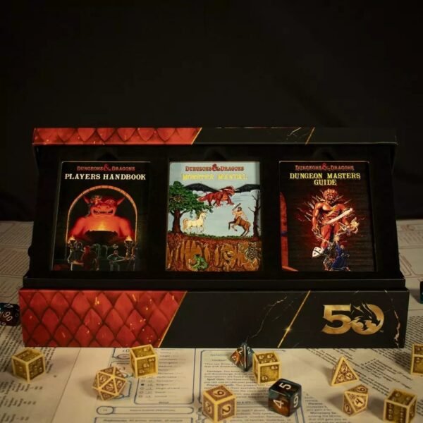 Edición limitada del 50.º aniversario de Dungeons & Dragons, juego de lingotes con portada de libro de la 1.ª edición